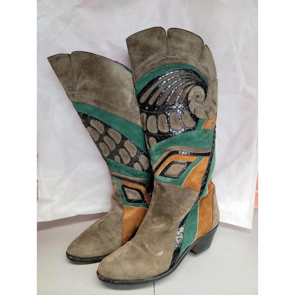 BELTRAMI Tribal RARE Pull On Leather Brown Multicolor Suede Boots Women’s 35/4.5